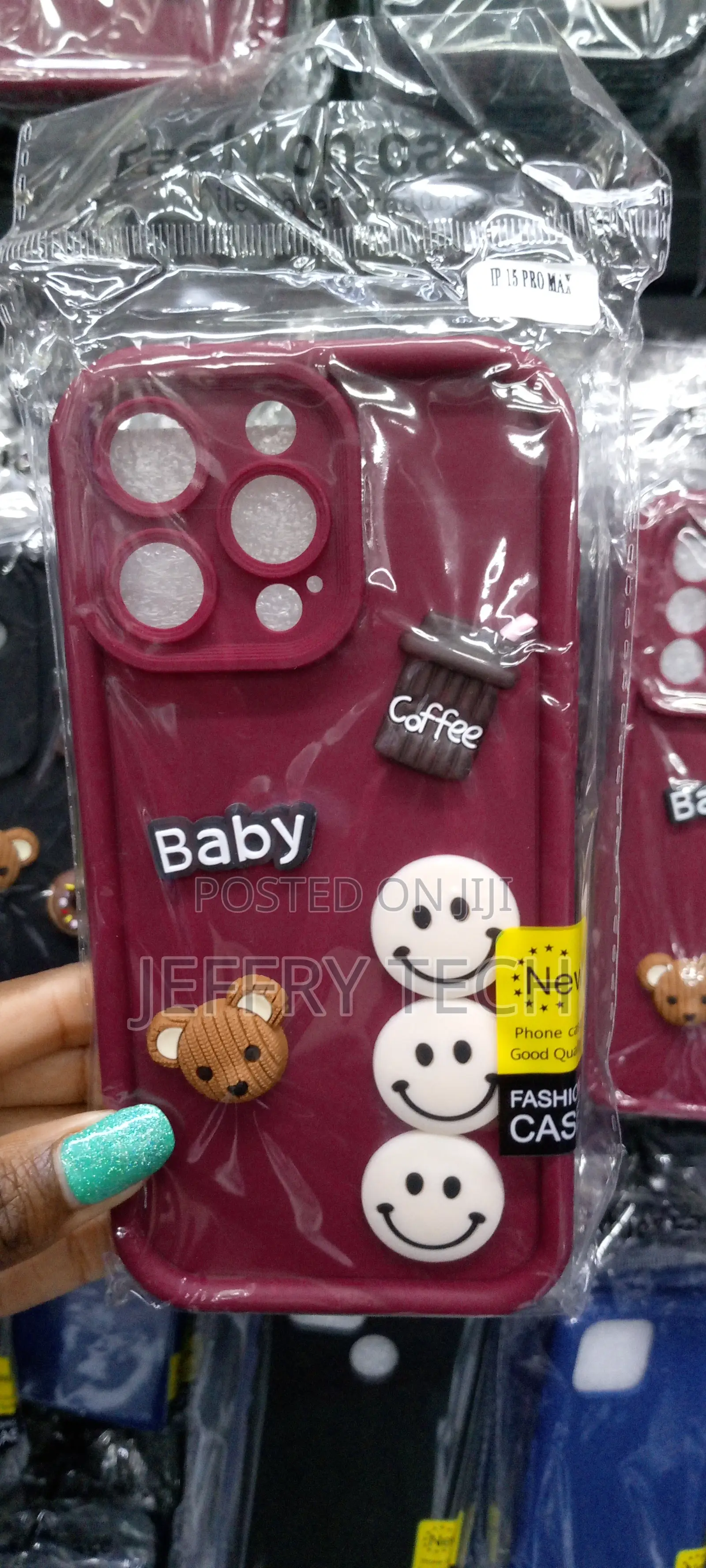 Cute Coffee Bear Pattern Silicone Case for iPhone 15 Pro Max