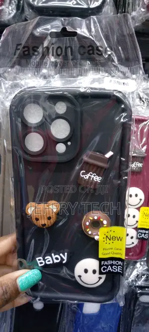 Blackcartoon Cute Coffee3d Bear Doll Case- iPhone15pro Max