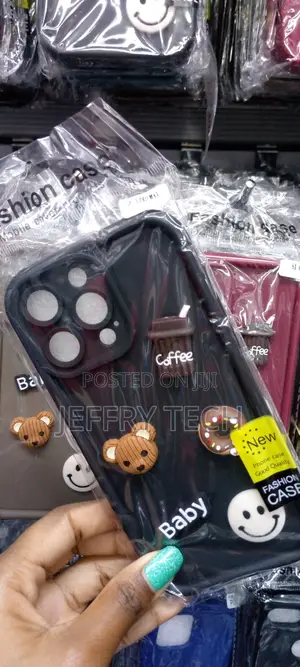 Blackcartoon Cute Coffee3d Bear Doll Case- iPhone15pro Max