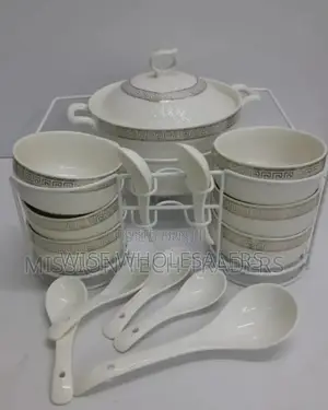 15pcs Soup Ceremic Set White 