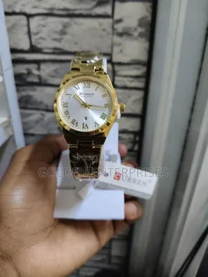 Gold White Curren Ladies Stainless Steel Strap