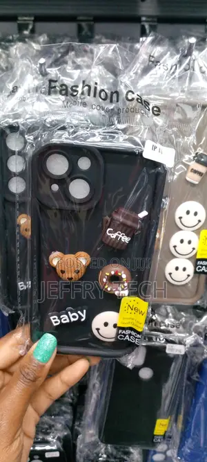 Cute 3D Doll Coffee Bear Cartoon Phone Case for iPhone15