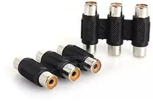 3 RCA Joiner Coupler Female Audio Video AV Cable Adaptor Con