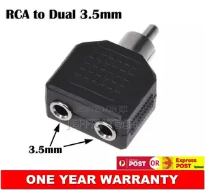RCA Male Plug to Dual 3.5mm Female Port Audio Adapter Conver