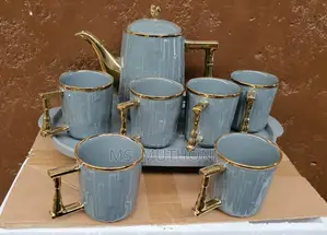  8pcs Ceramic Tea / Coffee Sets With Gold Rims* O