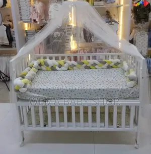 Wheeled Imported Cot With Mattress ,Braided Bumpers M/Net
