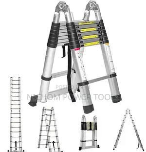 Double Telescopic Aluminium Ladder 3.8M Collapsible
