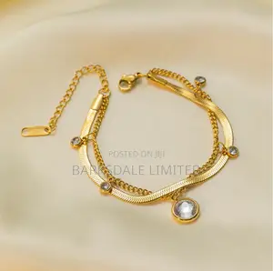 Gold Plated Zircon Stainless Steel Bracelet Women Jewelry