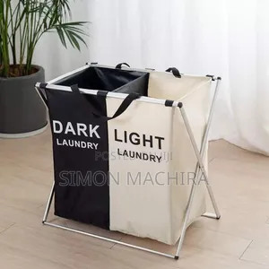 Foldable Laudry Basket With 2 Compartments