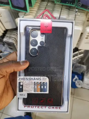 Soft Black Leathert Samsung Galaxy S23 Ultra Case