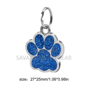 Footprints Pet Pendant Decor Glitter Identification Tag