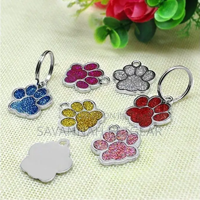 Footprints Pet Pendant Decor Glitter Identification Tag