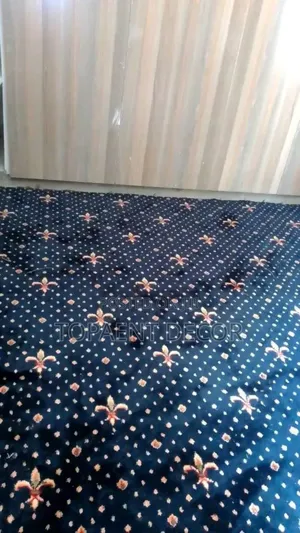 Blue Crowned Flowered Wall to Wall Carpets
