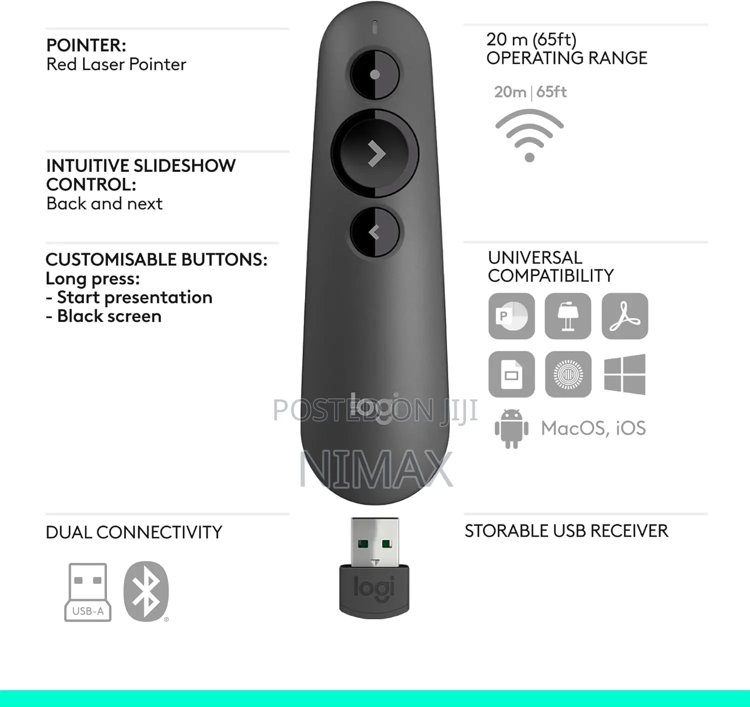 Logitech R500s Laser Presentation Remote Clicker