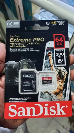 Exreme Pro 64GB Micro SD+ Adapter 200mb/S Reading Speed.