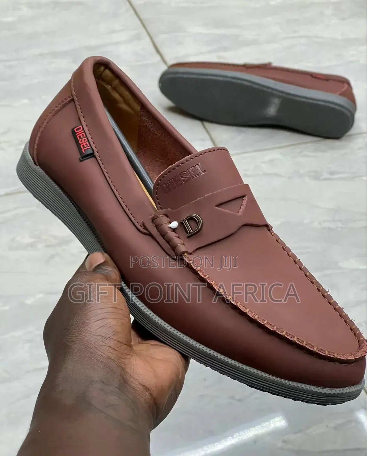 Brown Diesel Loafers Shoes for Men
