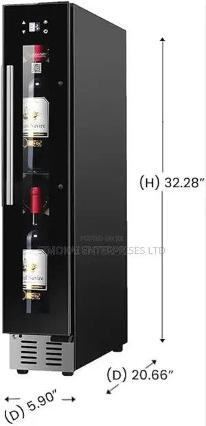 Free Standing Super-Slim 9 Bottle Wine Chiller in Black