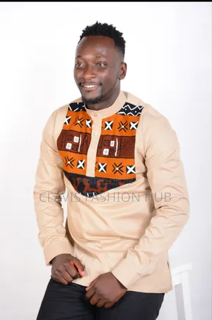 Biege African Shirts for Men