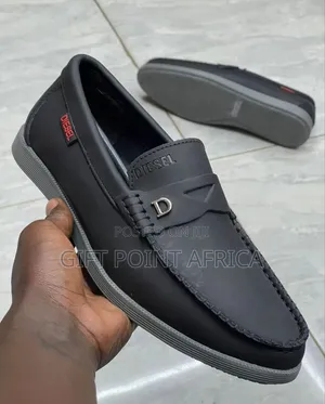Black Diesel Loafers Shoes for Men