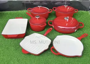 Red Enamel Cast Iron Set