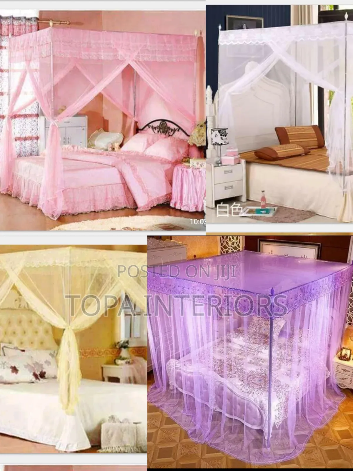 Mosquito Nets With Four Metallic Stands Luxury Bed Nets
