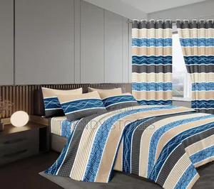 Stripped 7pc Duvet Cotton Set With Curtains