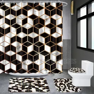 Black and White 4 in 1 Shower Curtain Set