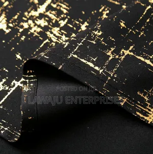 3 Pc Black With Golden Patches Curtain