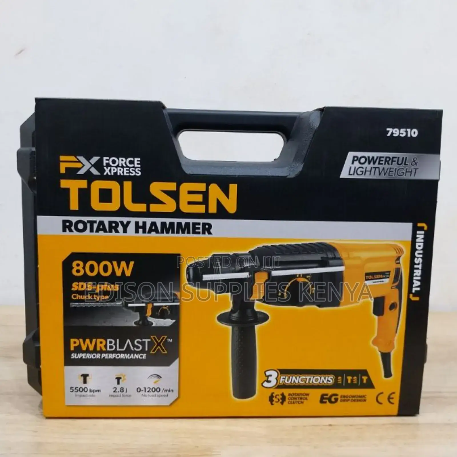 Tolsen Rotary Hammer Drill 800 Watts + Chisel SDS Drill Bits