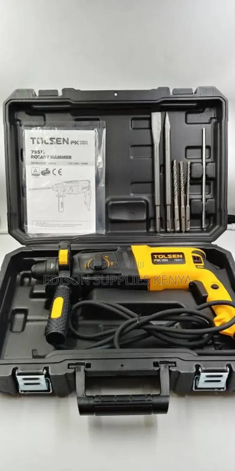 Tolsen Rotary Hammer Drill 800 Watts + Chisel SDS Drill Bits
