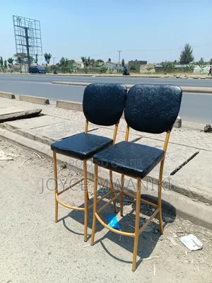 High Bar Chairs, Black and Gold 
