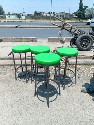 Powder Coated High Backless Stools, Green.
