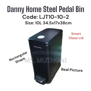 LJT10102 Danny Home Steel Black Pedal Bin 10ltr