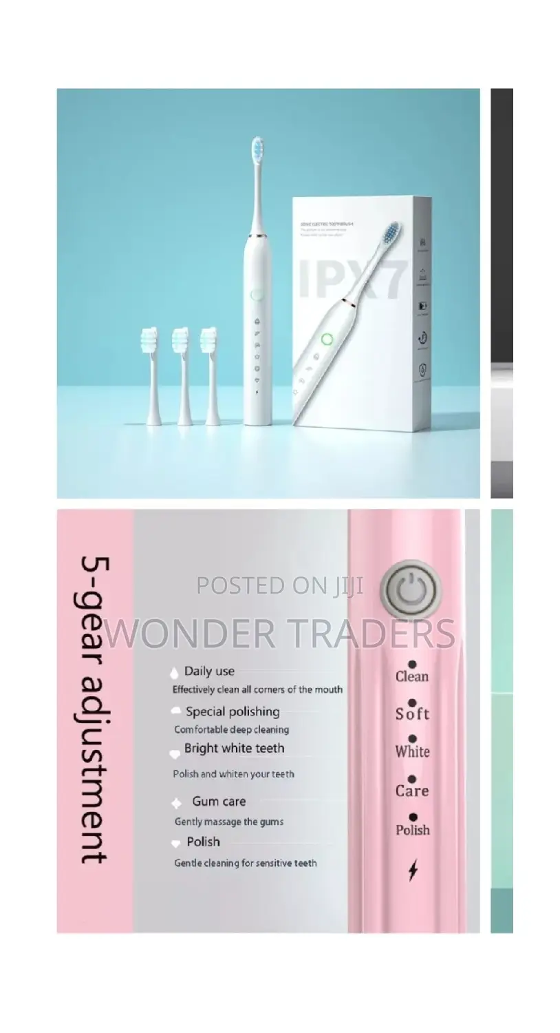 Rechargeable Electric Toothbrush With USB and 3 Replacement.