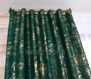 3 PC Green With Golden Patches Curtain
