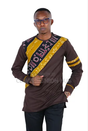 Brown African Shirts for Men