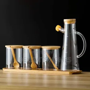 4pcs Oil Jar Set With Bamboo Stand _Ev