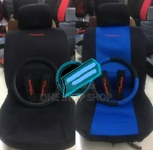 Black Plain or Blue Black Fabric Seat Cover+ Steering Cover