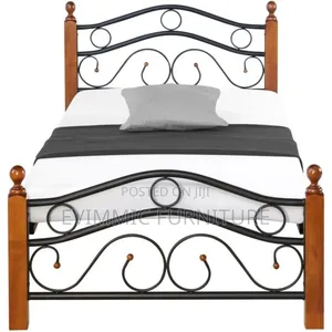 Metal Frame and Wooden Posts Platform Beds