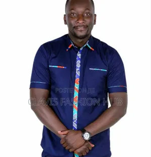 Navy Blue African Shirt for Plus Size Men