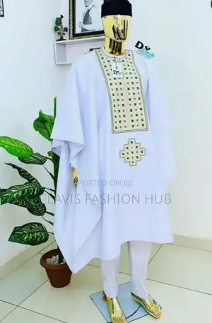 Nigerian Agbada Set(Cap, Shirt, Trouser, Cover Up)