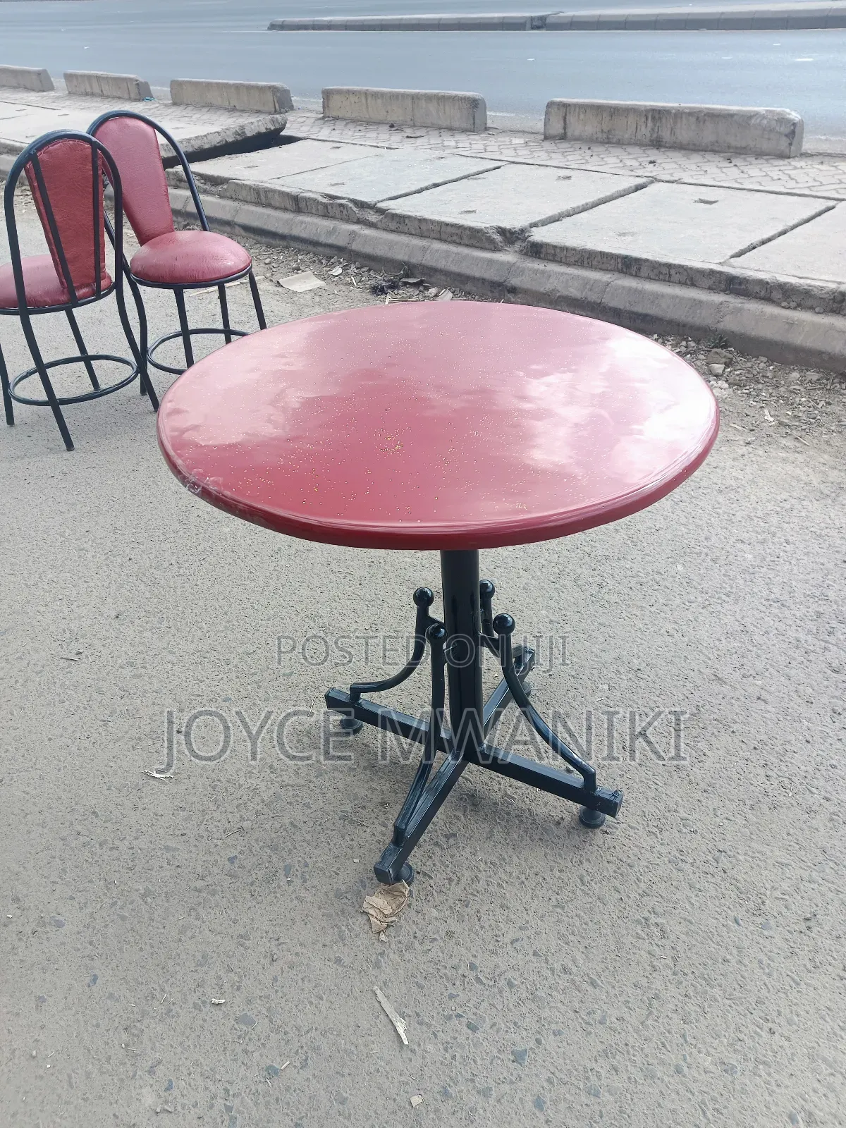 Restaurant Marble Table, Maroon Red 