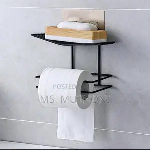 Wall Mounted Wrought Iron Tissue Holder With Adhesive