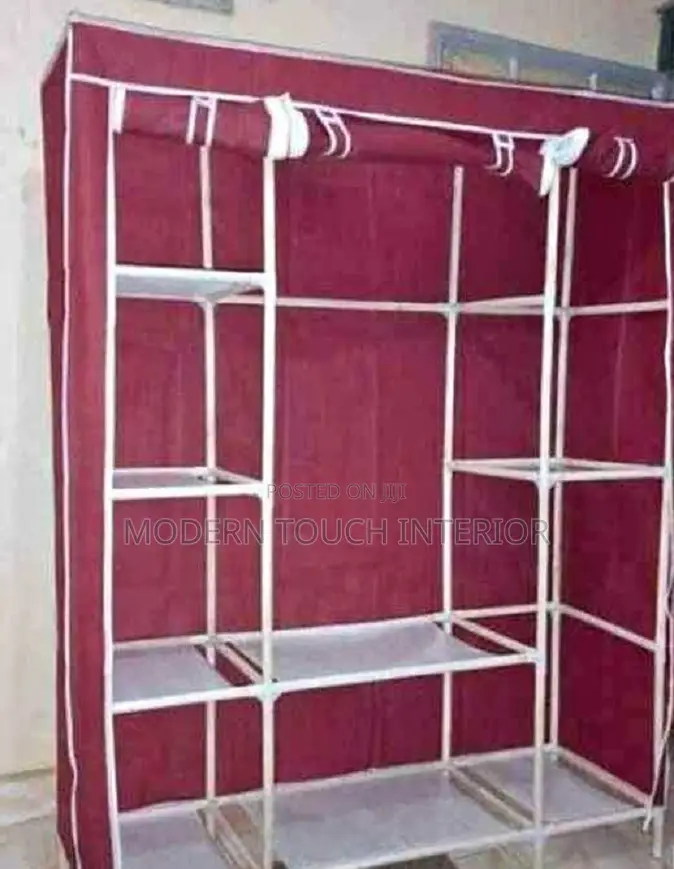 3 Column Portable Wooden Wardrobe