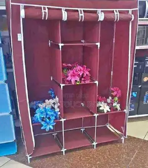 Portable Wooden Wardrobe With Canvas Cover
