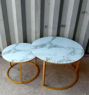 Glass Marble Nesting Table 2pcs.White Glass Nesting Table