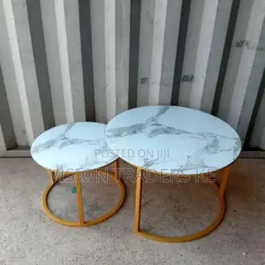 White Glass Marble Nesting Table 2 Pieces