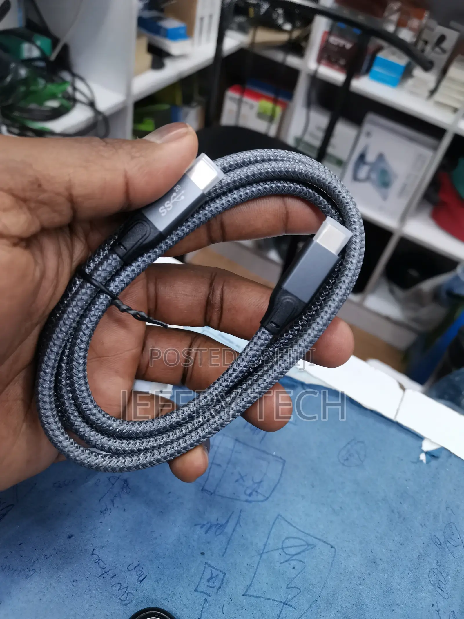 1mtr Charger Cord Power Wire USB-C to Usb C Braided