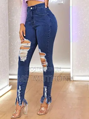 Ladies Ripped Raw Jeans