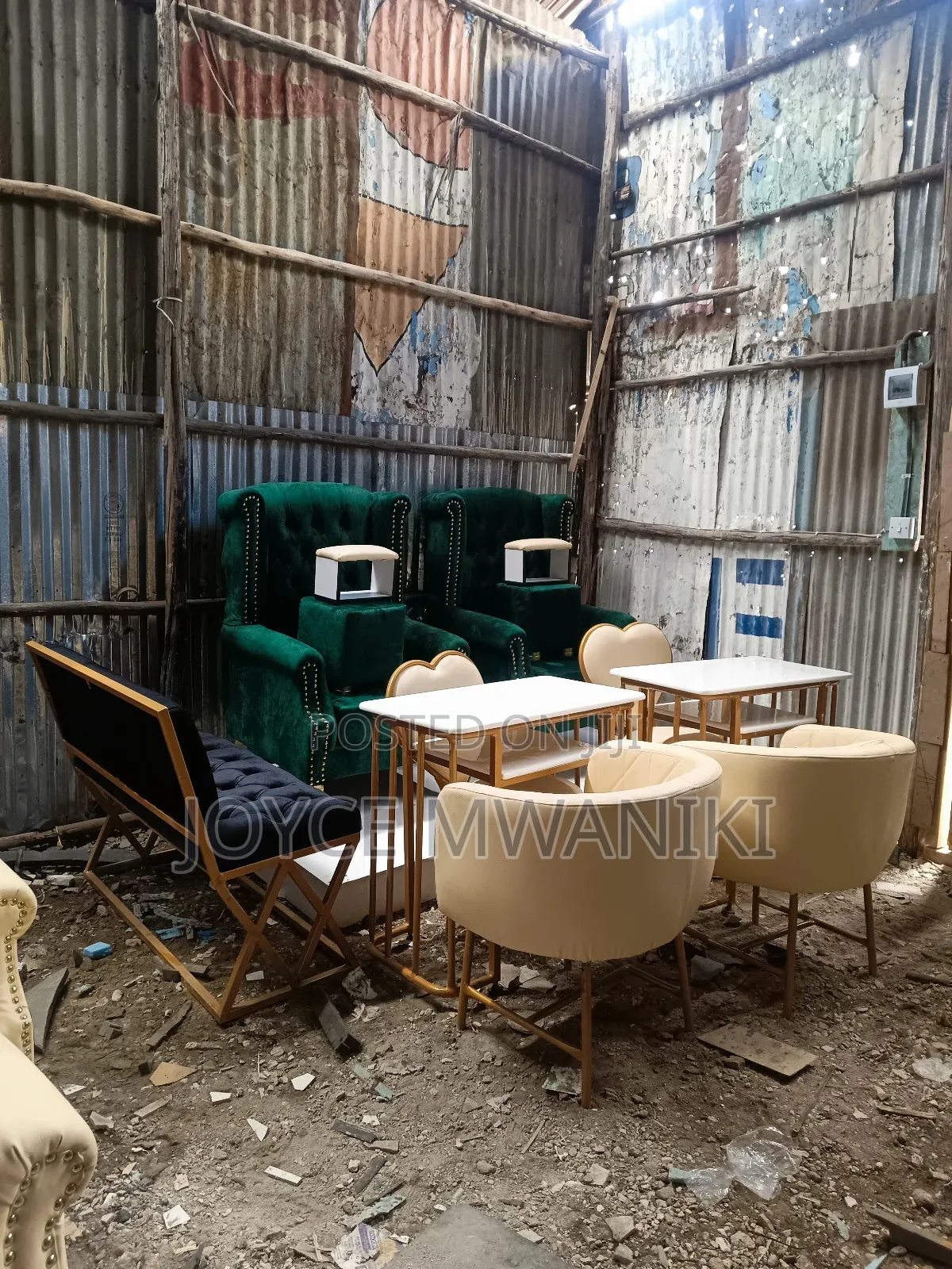 Pedicure Set, Platform, Waiting Bench and 2 Manicure Sets.